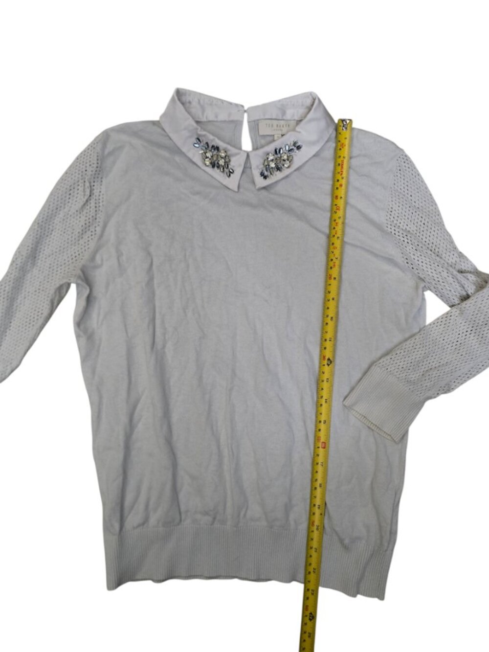 Ted Baker London Braydey Embellished Rhinestone Collar Sweater Size 4 (US 10)